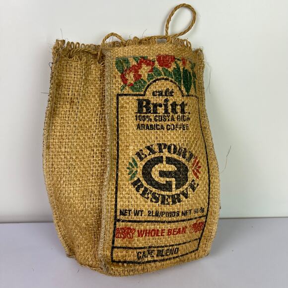 CAFE BRITT Costa Rica Arabica COFFEE BURLAP BAG SACK 2 Pound Bag - Picture 1 of 16